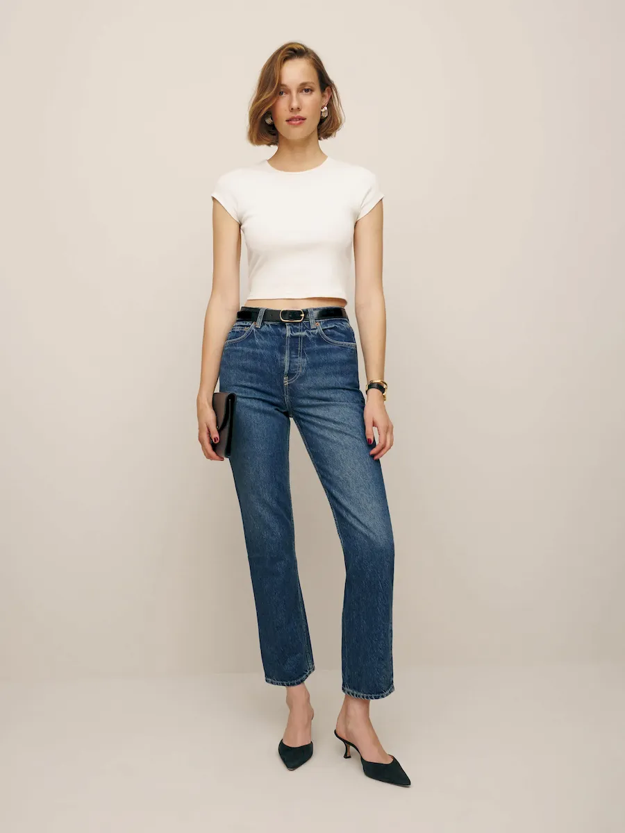 Cynthia High Rise Straight Cropped Jeans - Image 3