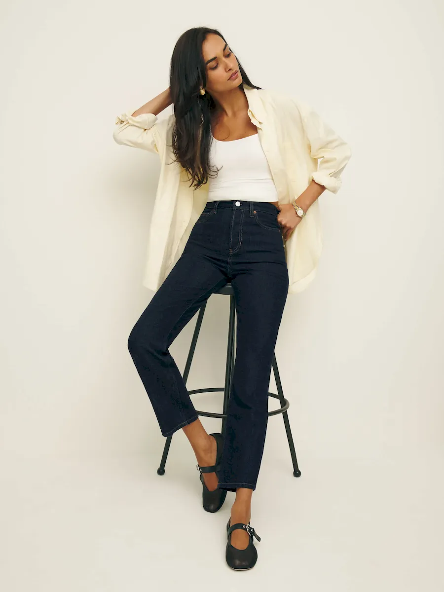 Cynthia High Rise Straight Cropped Jeans - Image 4