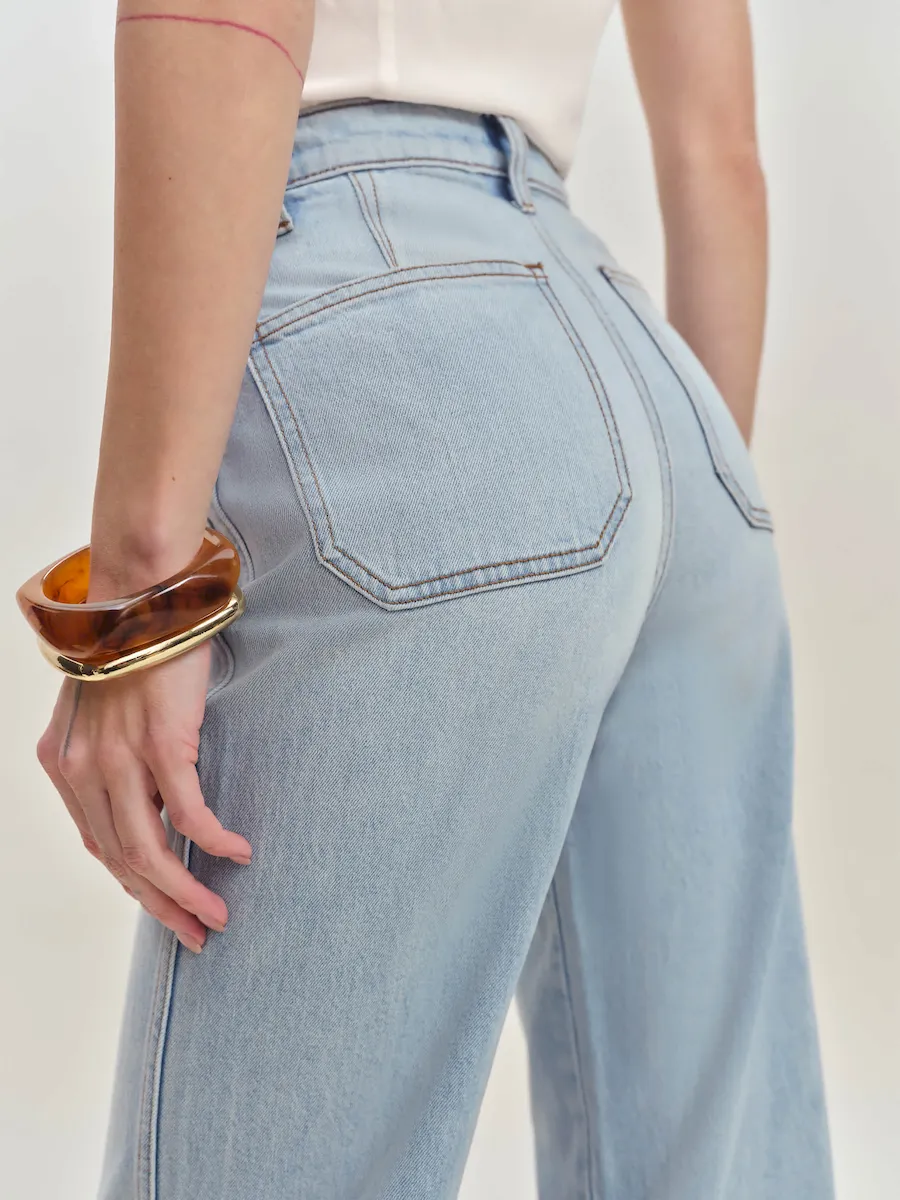 Alyssa High Rise Wide Leg Long Jeans - Image 3