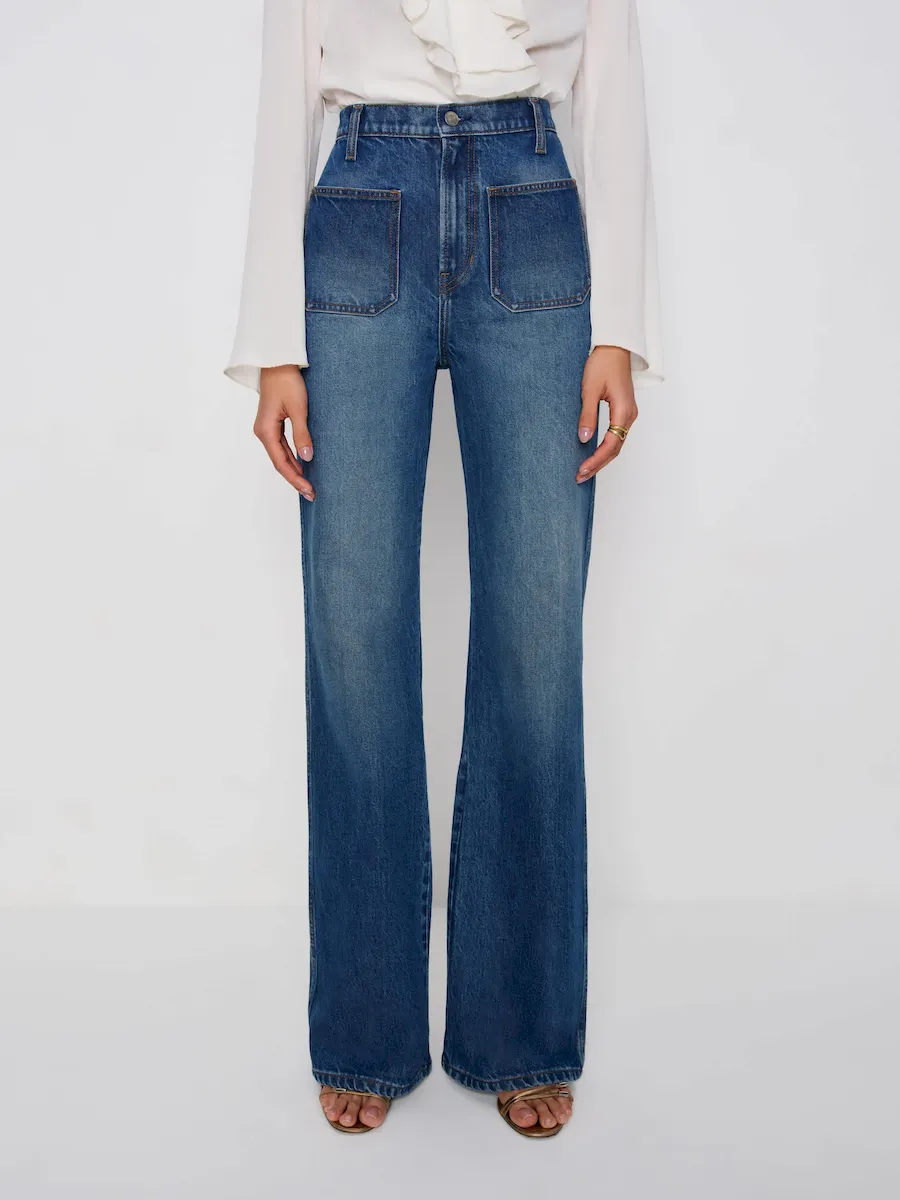 Alyssa High Rise Wide Leg Long Jeans - Image 3