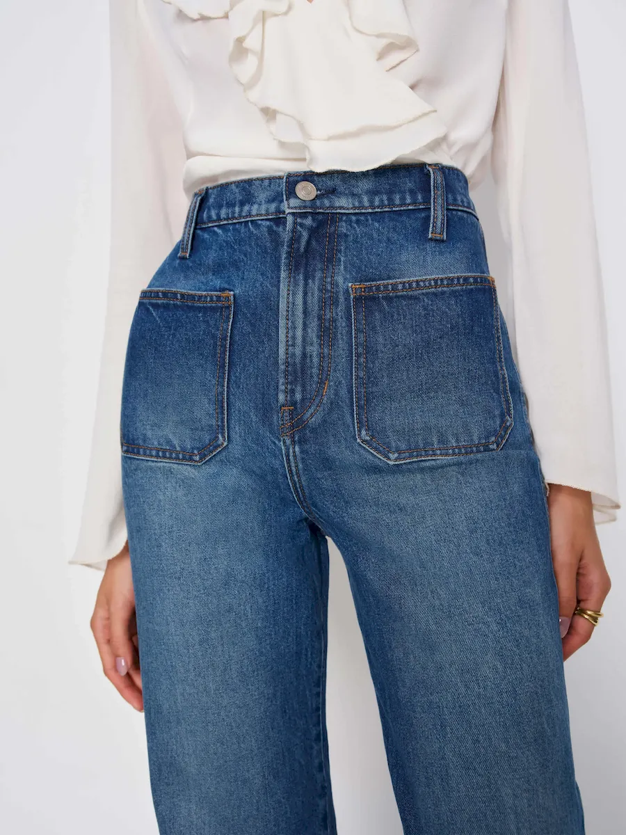 Alyssa High Rise Wide Leg Long Jeans - Image 4