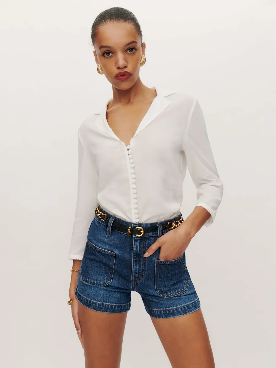 Alyssa Stretch High Rise 3.5” Jean Shorts - Image 6