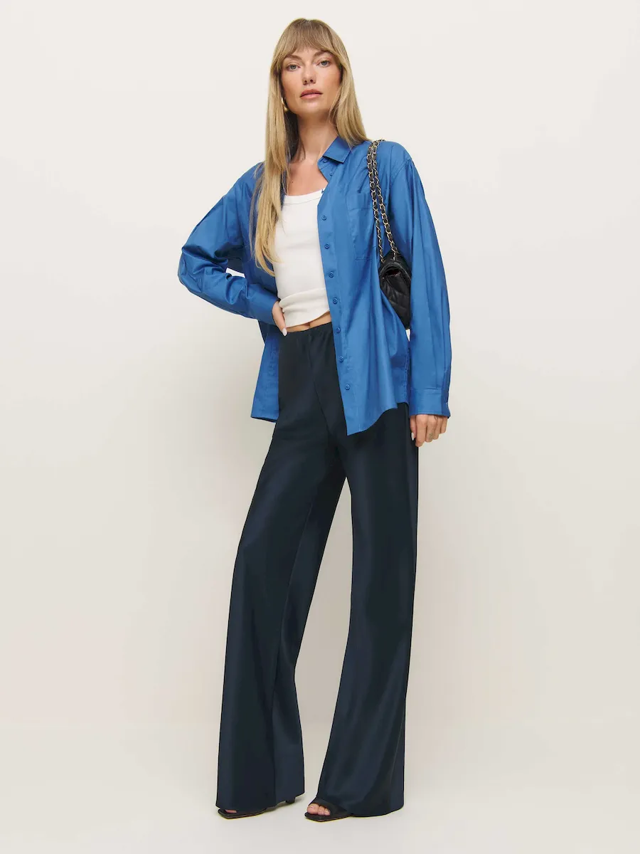 Gale Satin Mid Rise Bias Pant
