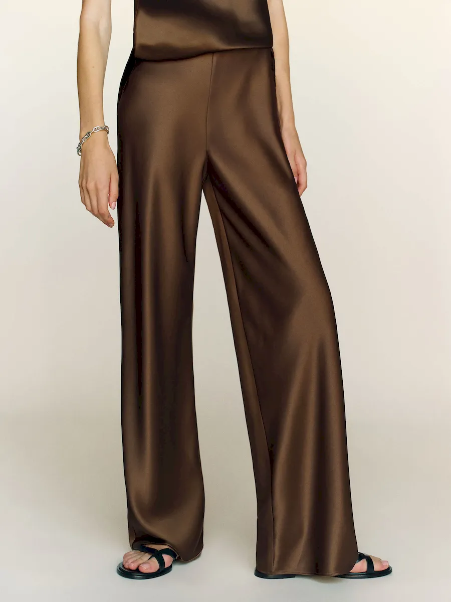 Gale Satin Mid Rise Bias Pant