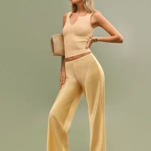 Gale Satin Mid Rise Bias Pant