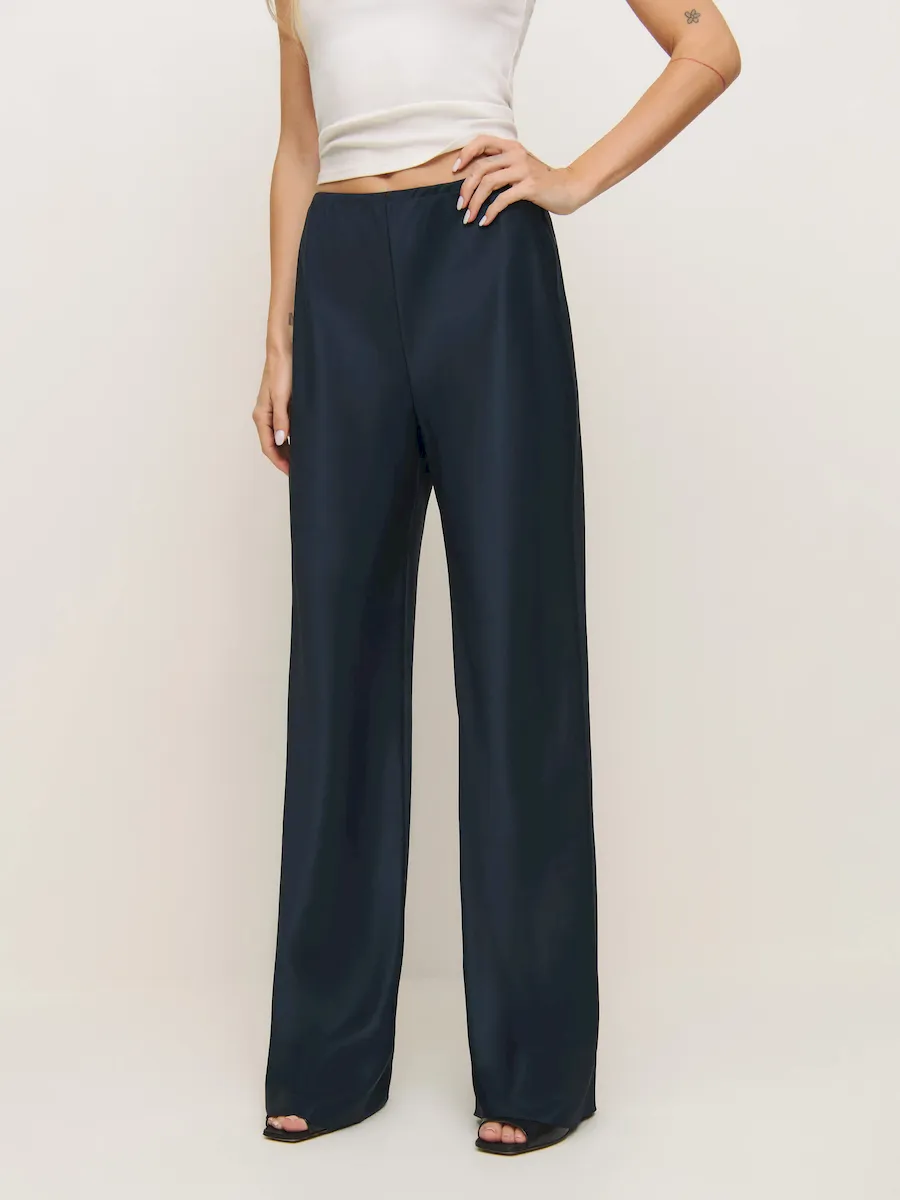 Gale Satin Mid Rise Bias Pant - Image 2