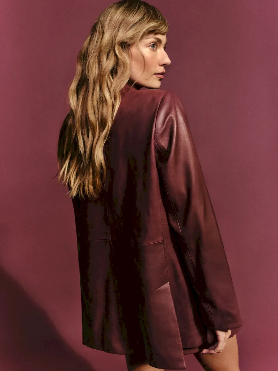 Veda Dalia Relaxed Leather Blazer - Image 3