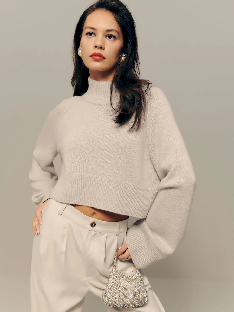 Garrett Cashmere Cropped Turtleneck