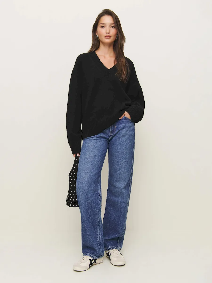 Jadey Cashmere Oversized V-neck Sweater - Image 5