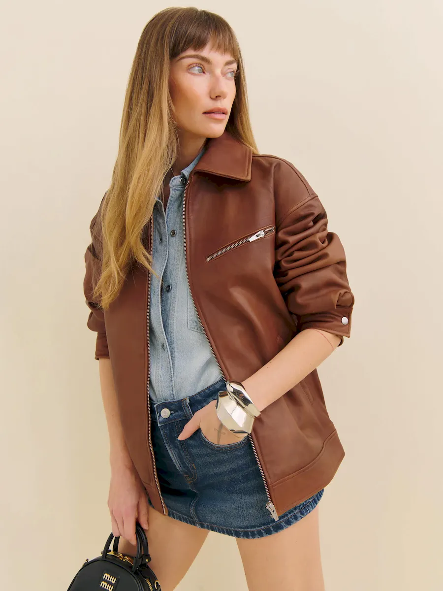Veda Marco Leather Oversized Bomber