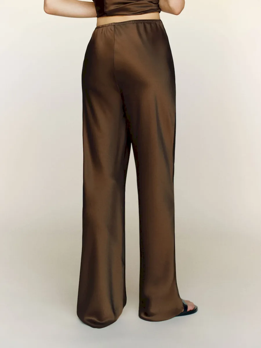 Petites Gale Satin Mid Rise Bias Pant - Image 3