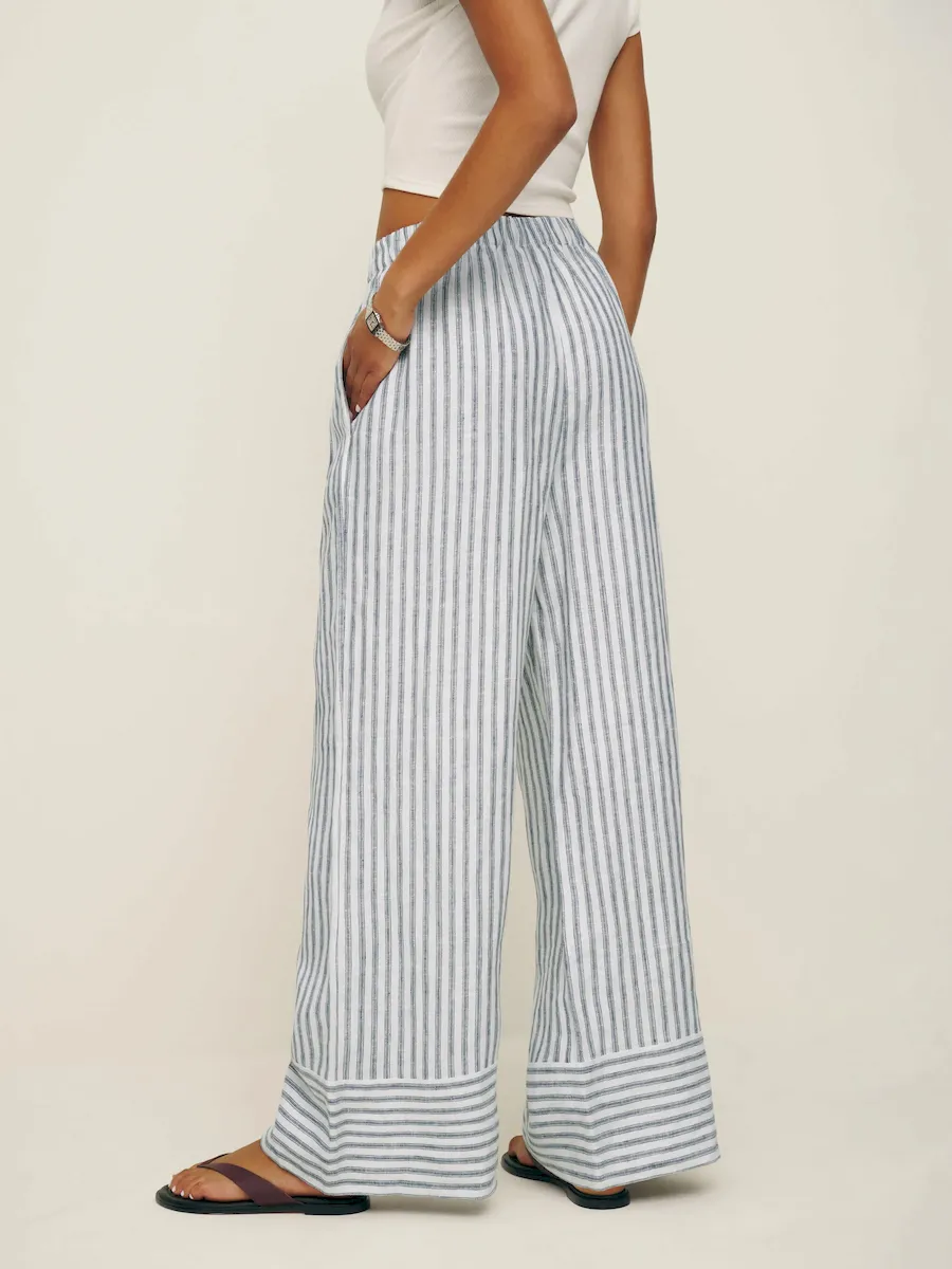 Petites Fernando Linen Wide Leg Pant - Image 3