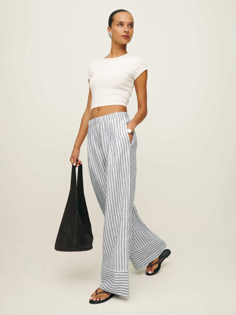 Petites Fernando Linen Wide Leg Pant - Image 4