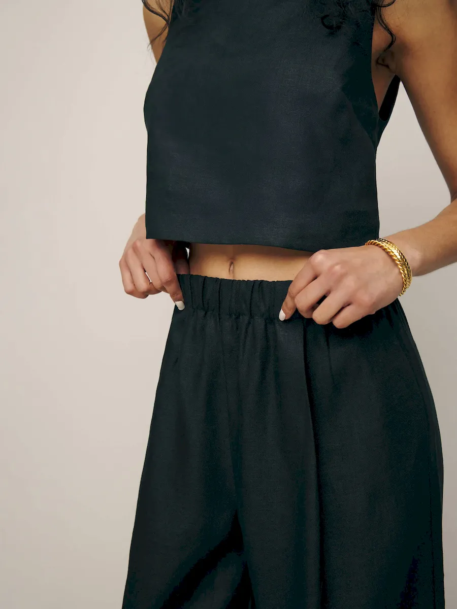 Petites Fernando Linen Wide Leg Pant - Image 4