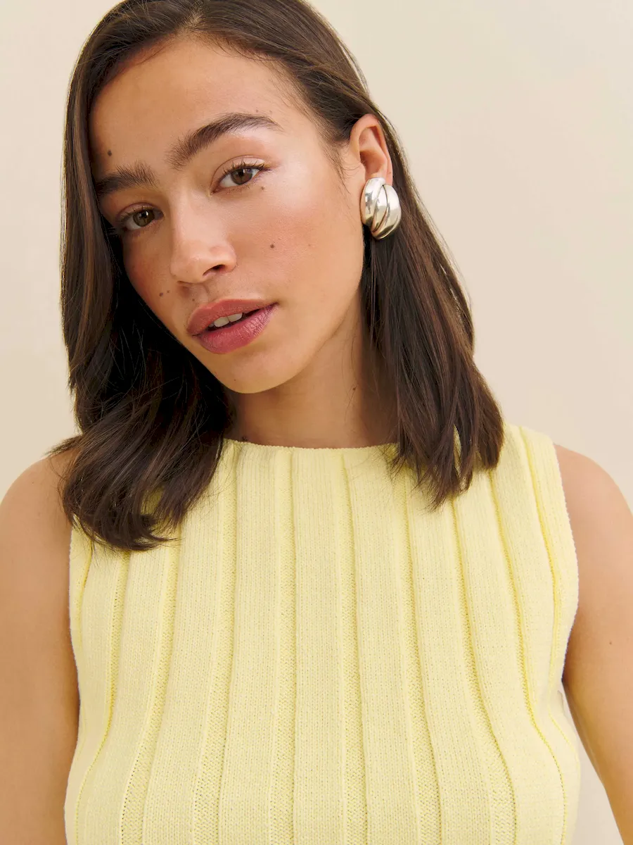 Callie Cotton Ribbed Sweater Tank - Image 4