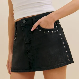 Hazel Low Rise Denim Mini Skirt