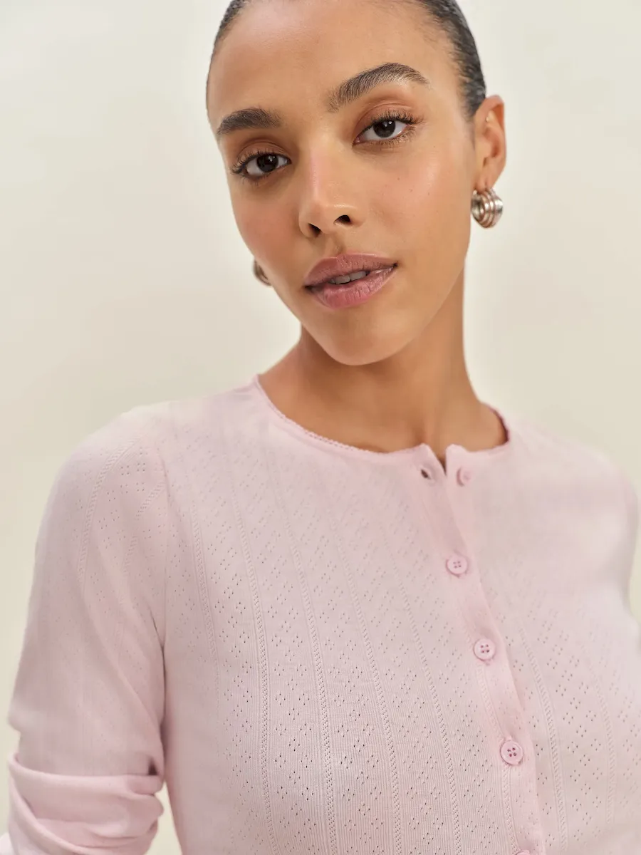 Ari Pointelle Knit Cardigan - Image 2