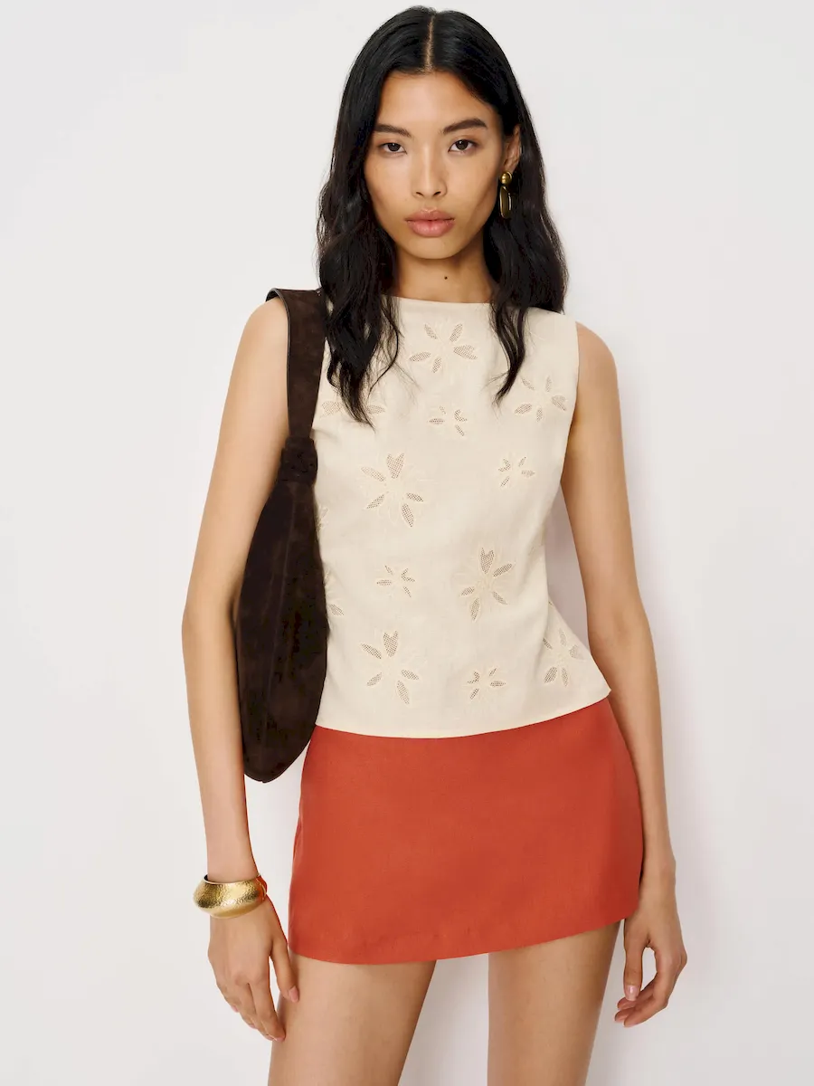 Mia Low Waist Linen Skort