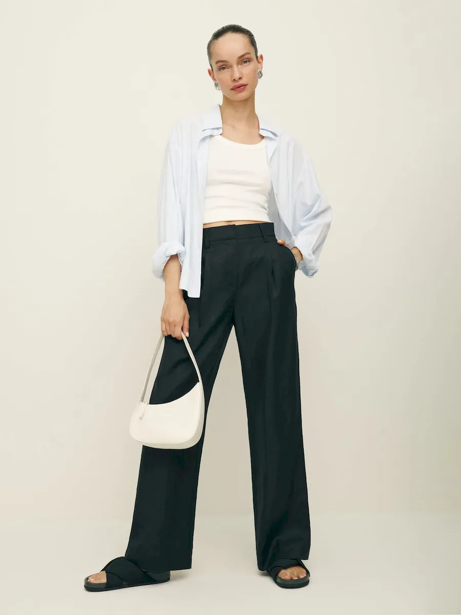 Alex Linen Mid Rise Cropped Pant