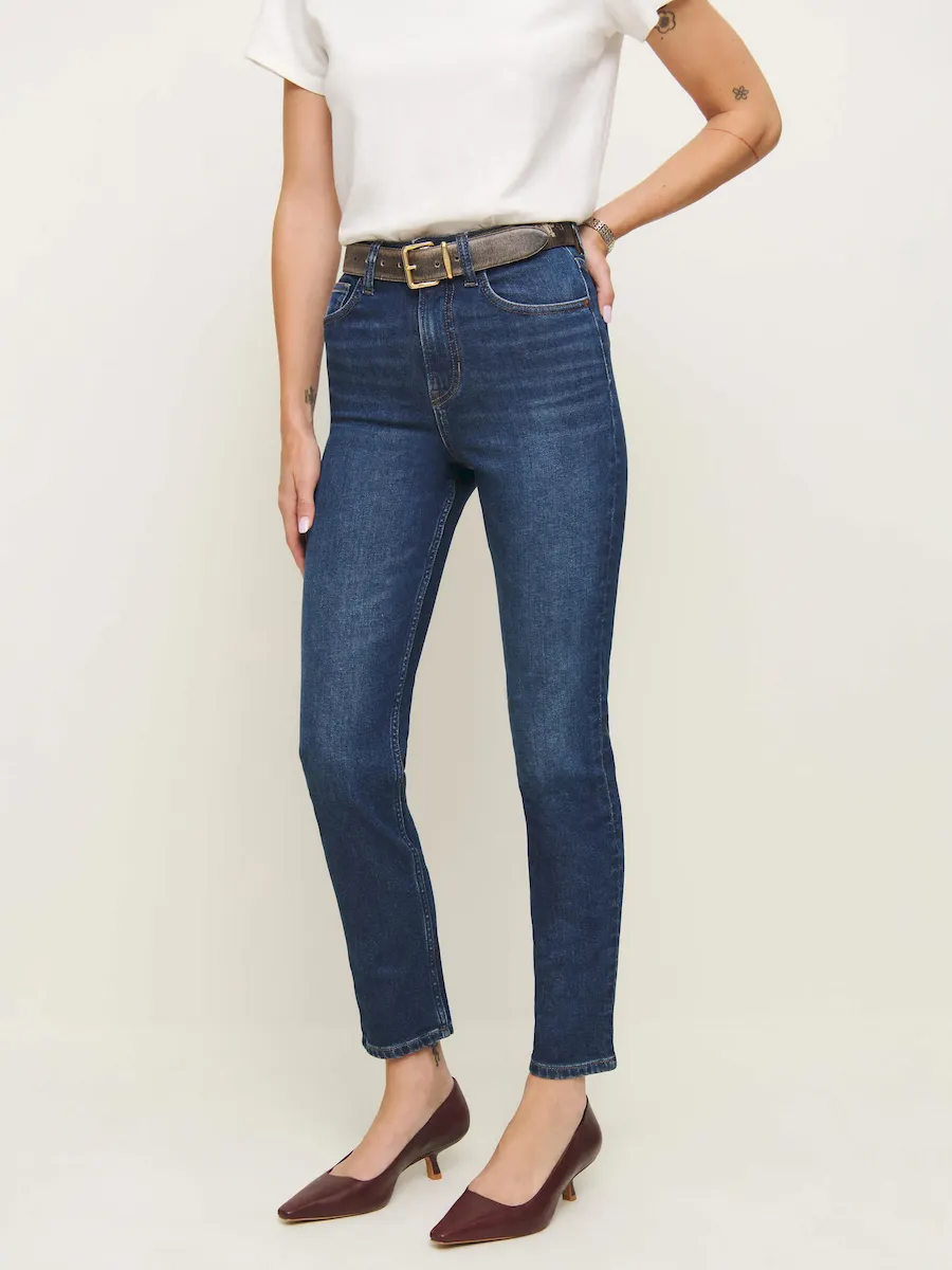 Ezra Super Stretch High Rise Straight Jeans