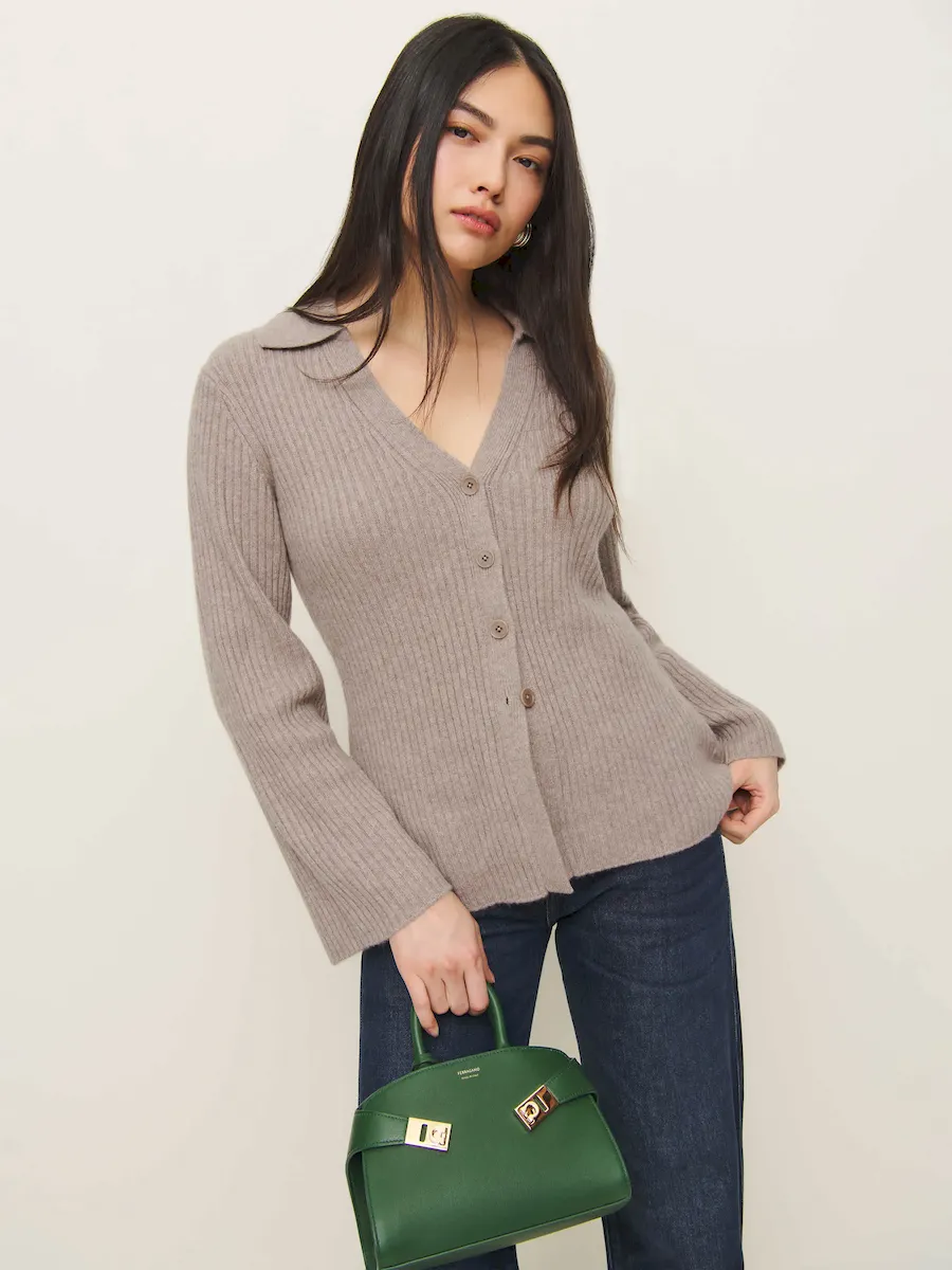 Shea Cashmere Collared Cardigan