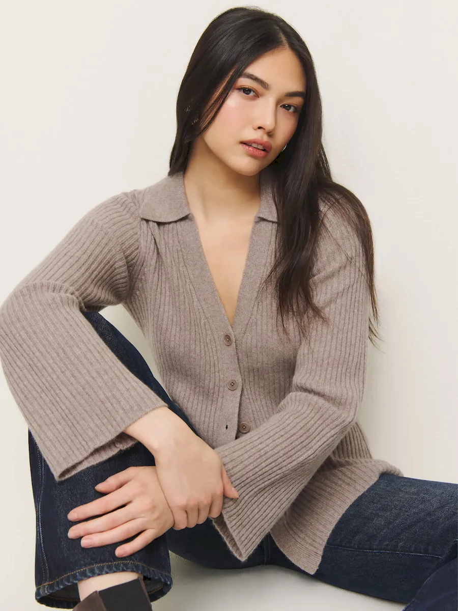 Shea Cashmere Collared Cardigan - Image 5