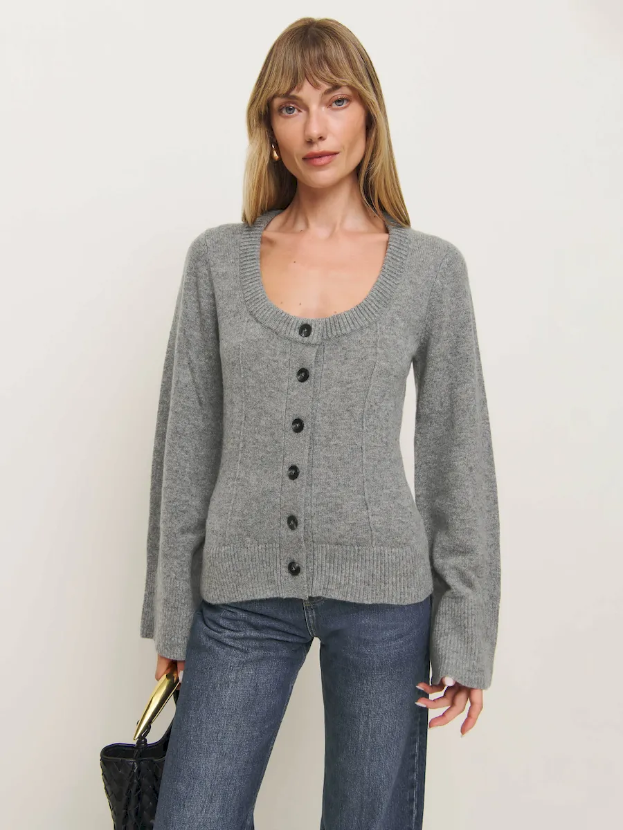 Karina Regenerative Wool Scoop Neck Cardigan
