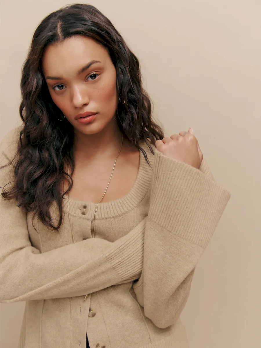 Karina Regenerative Wool Scoop Neck Cardigan - Image 2