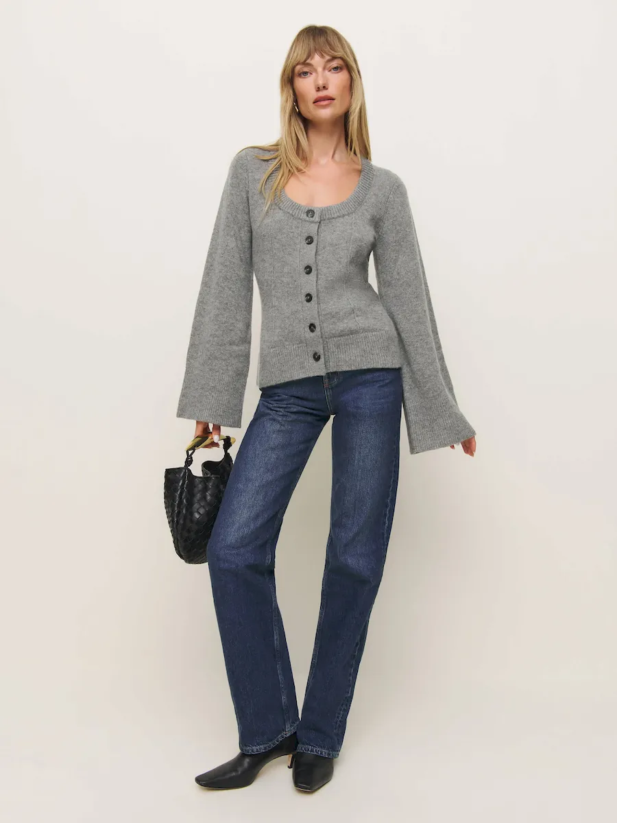 Karina Regenerative Wool Scoop Neck Cardigan - Image 4