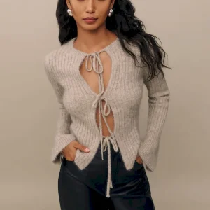 Rebecca Cashmere Alpaca Tie Front Cardigan