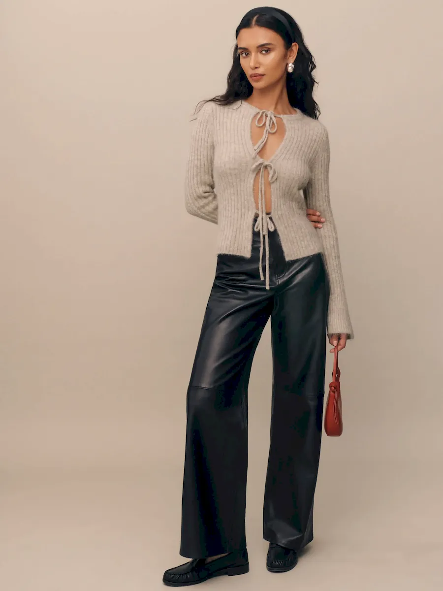 Rebecca Cashmere Alpaca Tie Front Cardigan - Image 4