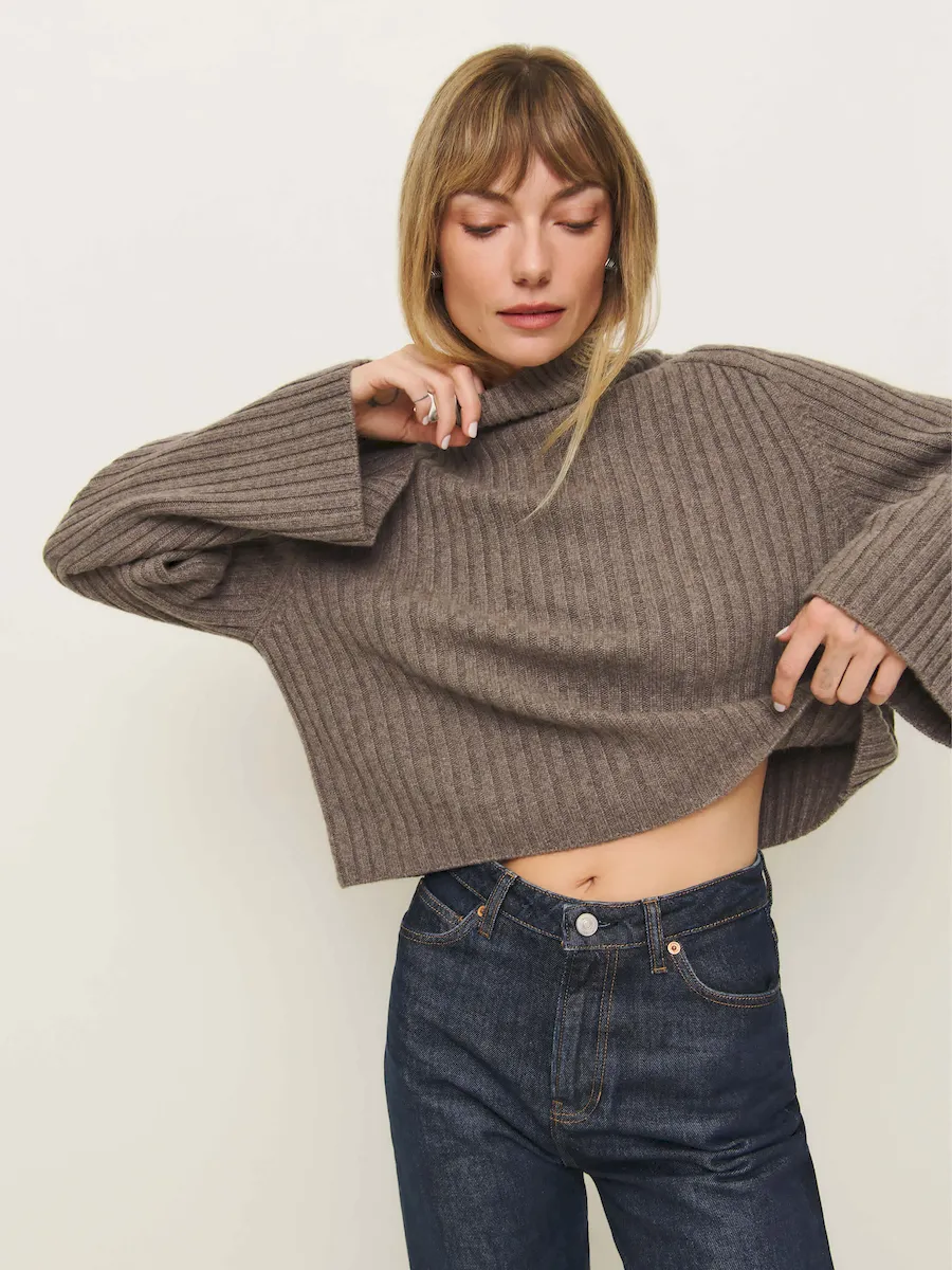 Brooke Cashmere Cropped Turtleneck - Image 5