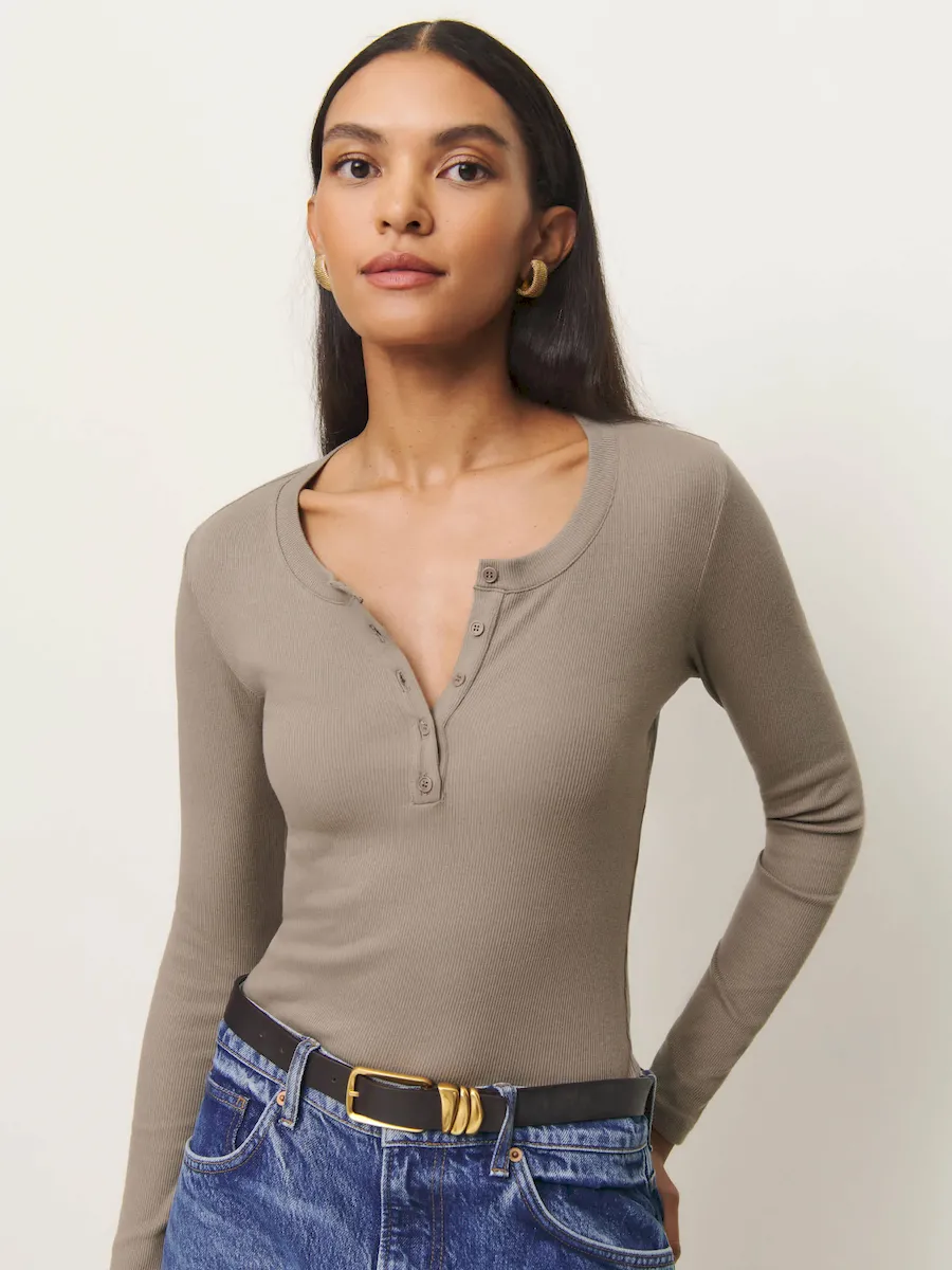 Jayden Long Sleeve Henley Tee - Image 2