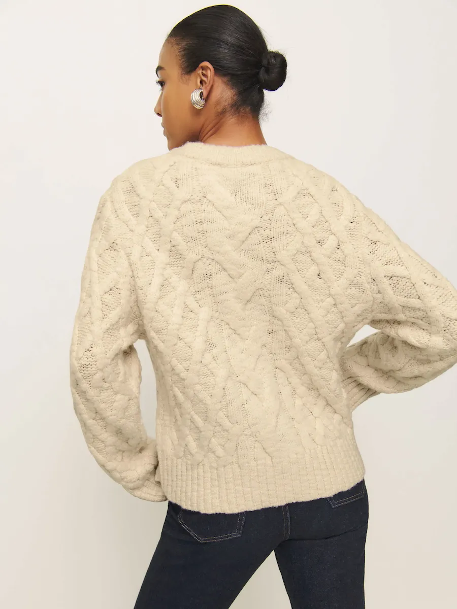 Haven Chunky Cable Knit Crew - Image 3