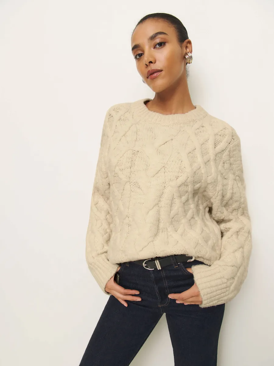 Haven Chunky Cable Knit Crew - Image 4