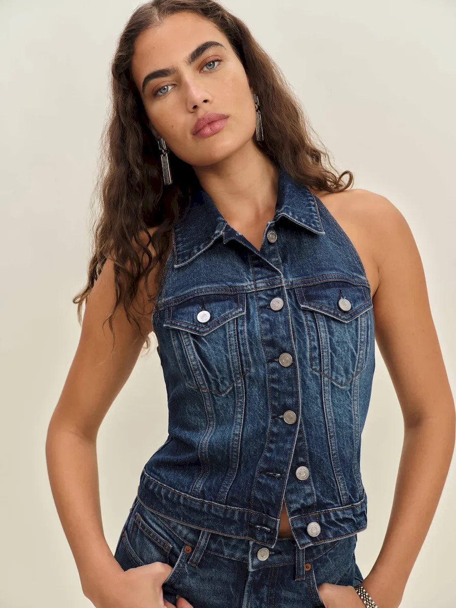 Luisa Stretch Denim Top