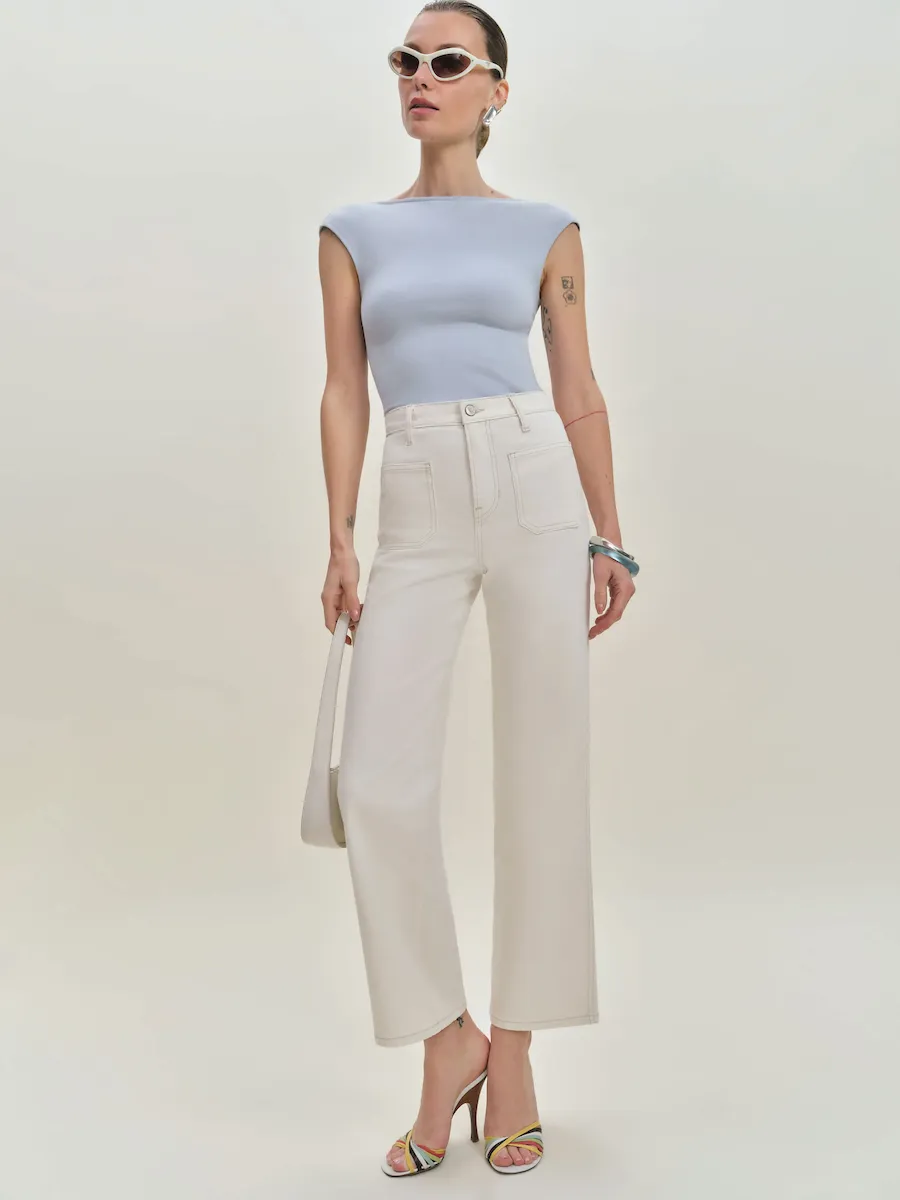 Alyssa Stretch High Rise Wide Leg Cropped Jeans - Image 2