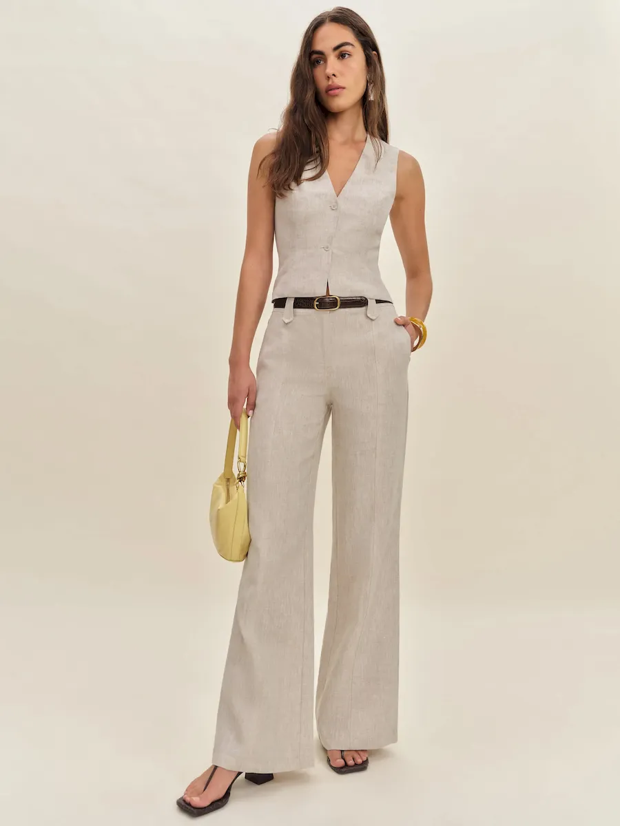 Astrid Linen Mid Rise Pant - Image 4