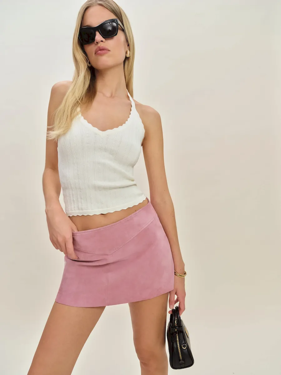 Layla Low Waist Suede Skirt - Image 3