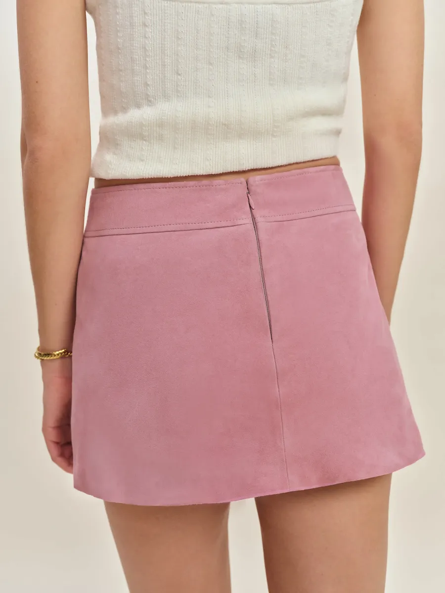 Layla Low Waist Suede Skirt - Image 5