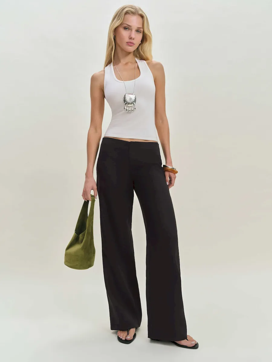 Petites Vida Linen Low Rise Pant