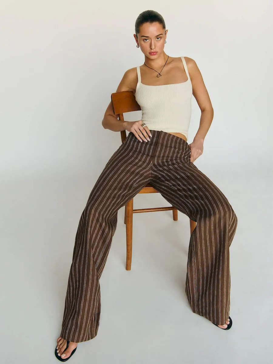 Petites Vida Linen Low Rise Pant - Image 4