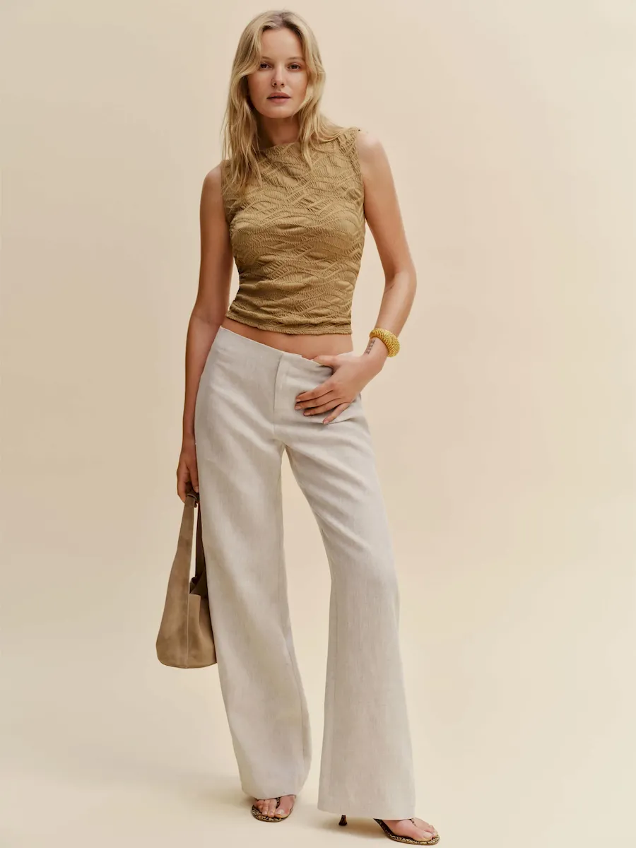 Petites Vida Linen Low Rise Pant - Image 4