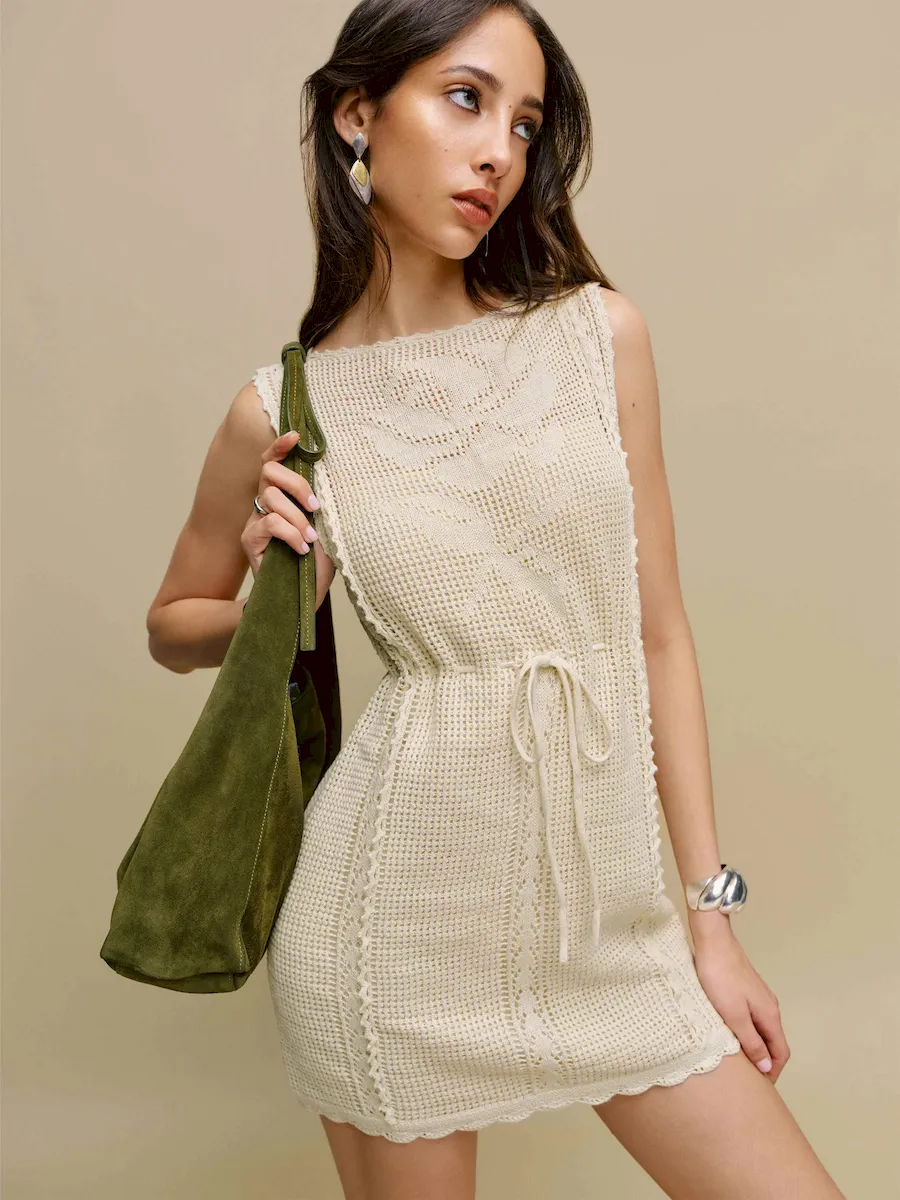 Lilliana Linen Cotton Crochet Dress
