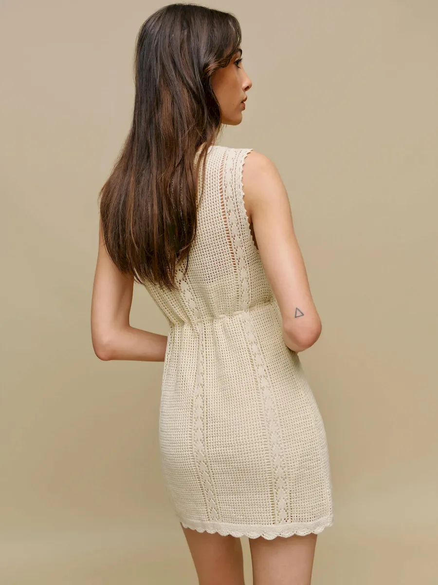 Lilliana Linen Cotton Crochet Dress - Image 4