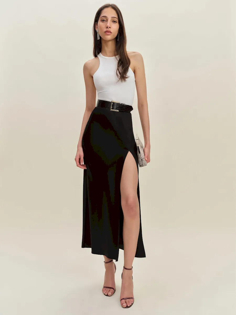 Layla Satin Skirt With Slit