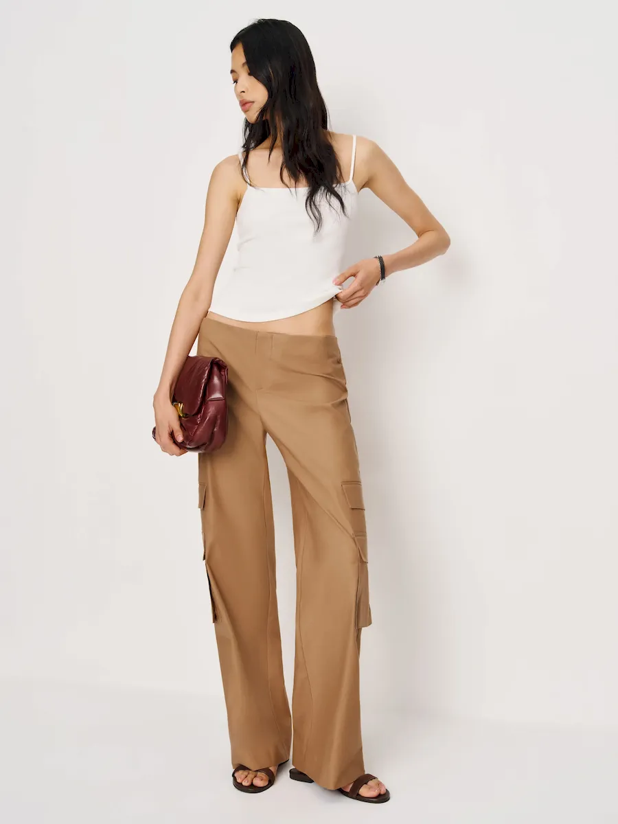 Vida Poplin Low Rise Cargo Pant