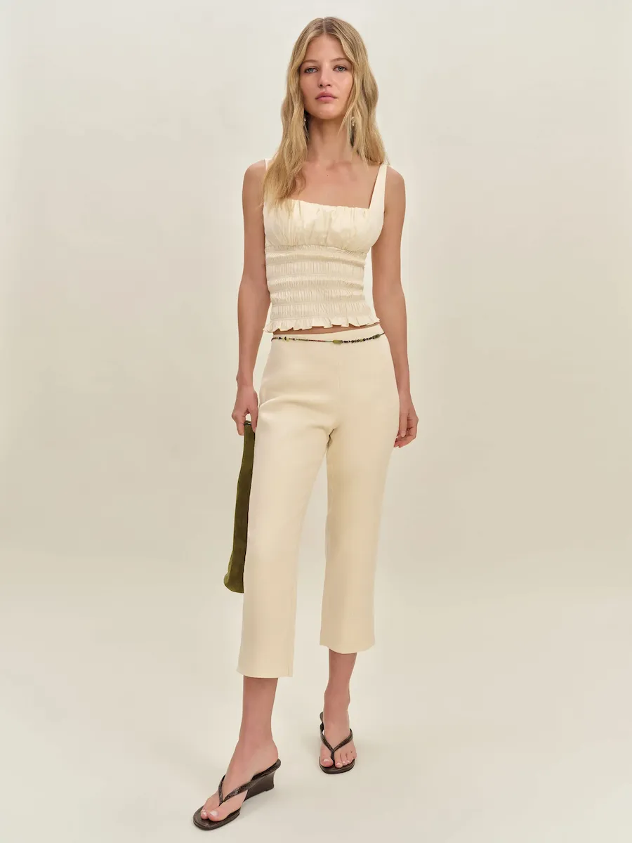 Petites Petra Linen Low Rise Pedal Pusher Pant