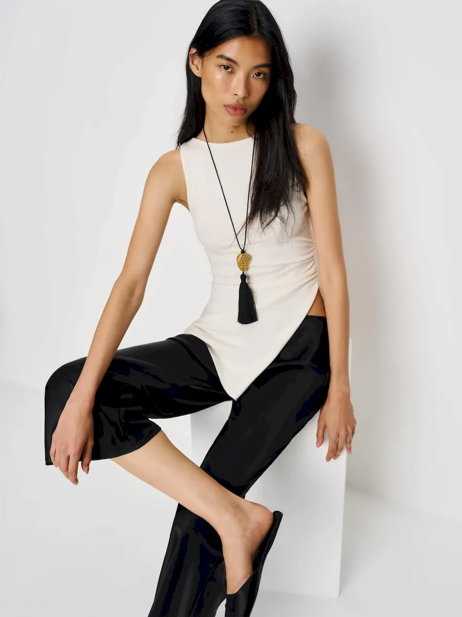 Gale Satin Mid Rise Capri Pant - Image 4